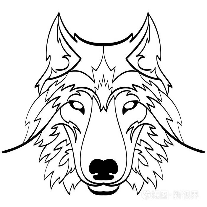 作为设计元素上孤立背景矢量狼的脑袋插画-正版商用图片0r9azf-摄图新
