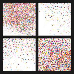 五彩纸屑的爆炸。在白色背景下分离的粒状抽象多彩多姿的纹理。平面设计元素。设置矢量插图, eps 10