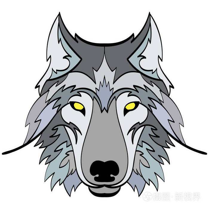 作为设计元素上孤立背景矢量狼的脑袋插画-正版商用图片0r9azx-摄图新
