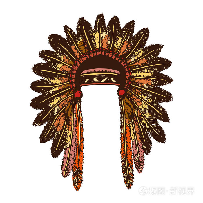 一套2色手绘油墨传统印度头饰.插画-正版商用图片0r9dn9-摄图新视界