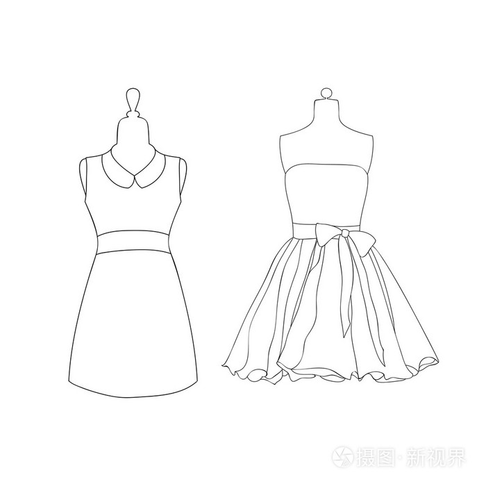 漂亮的裙子上人体模特插画-正版商用图片0r9end-摄图新视界