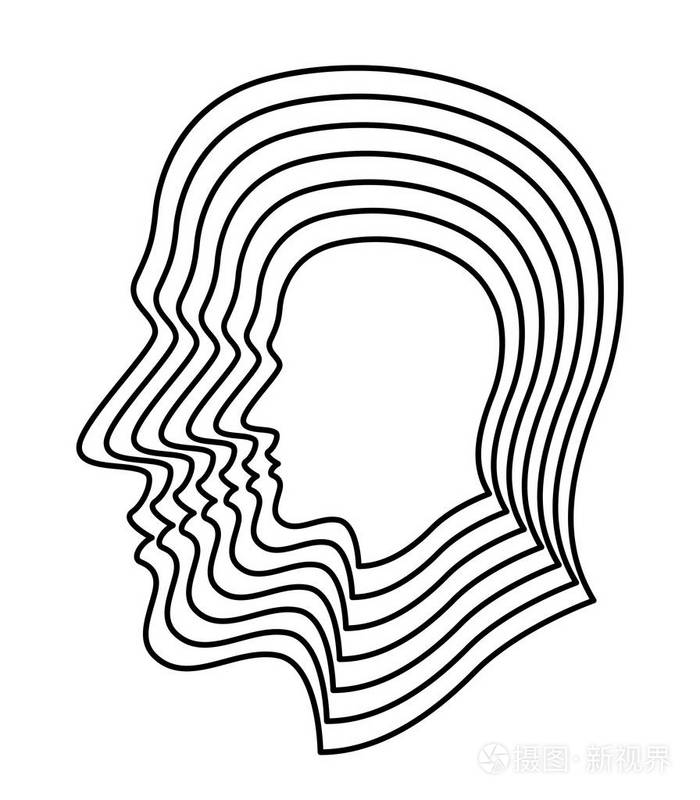 抽象轮廓层的图解人的外形头插画-正版商用图片0r9hd2-摄图新视界