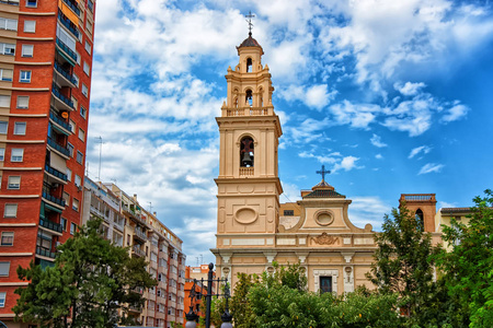 萨尔瓦多教会在圣莫尼卡广场在瓦伦西亚