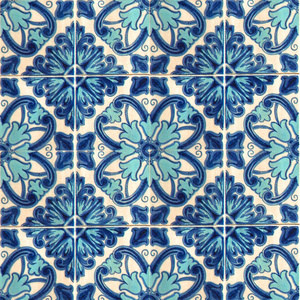 蓝色传统葡萄牙瓷砖照片