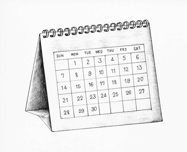 手绘办公桌日历插图图片