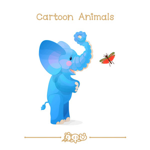 卡通系列卡通动物 非洲大象  蚱蜢
