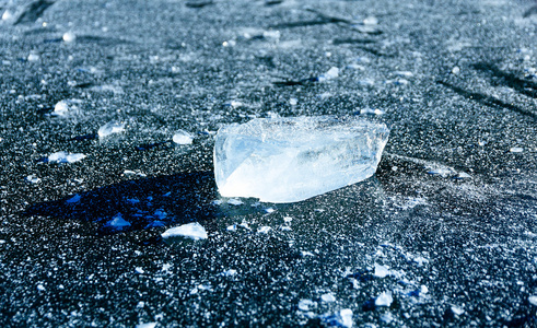 在冰冻的湖面上的冰的质地
