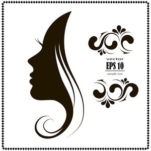 在配置文件中的女性面部轮廓两个男人和女人黑色头像配置文件图片集.