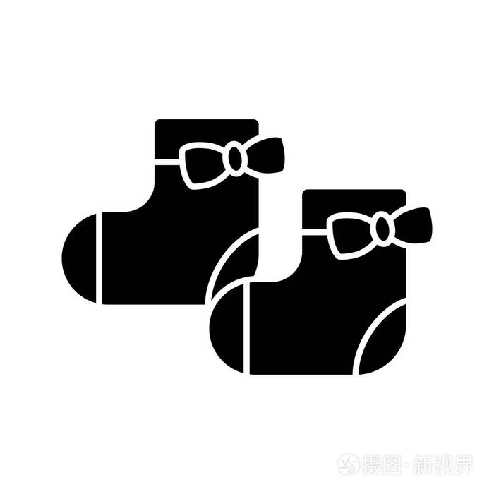 小女孩袜子标志符号图标剪影符号负空间矢量隔离插图