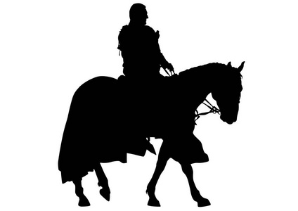 老式骑士在马背上白色背景