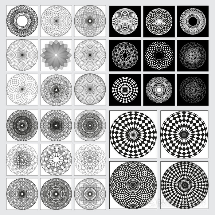 单色而优雅的模式.黑色和白色几何圆形图案