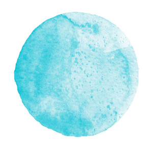 孤立在白色的水彩抽象蓝色圆圈