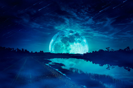 月亮星星流星图片