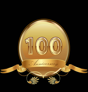 第100金周年纪念生日印章图标矢量