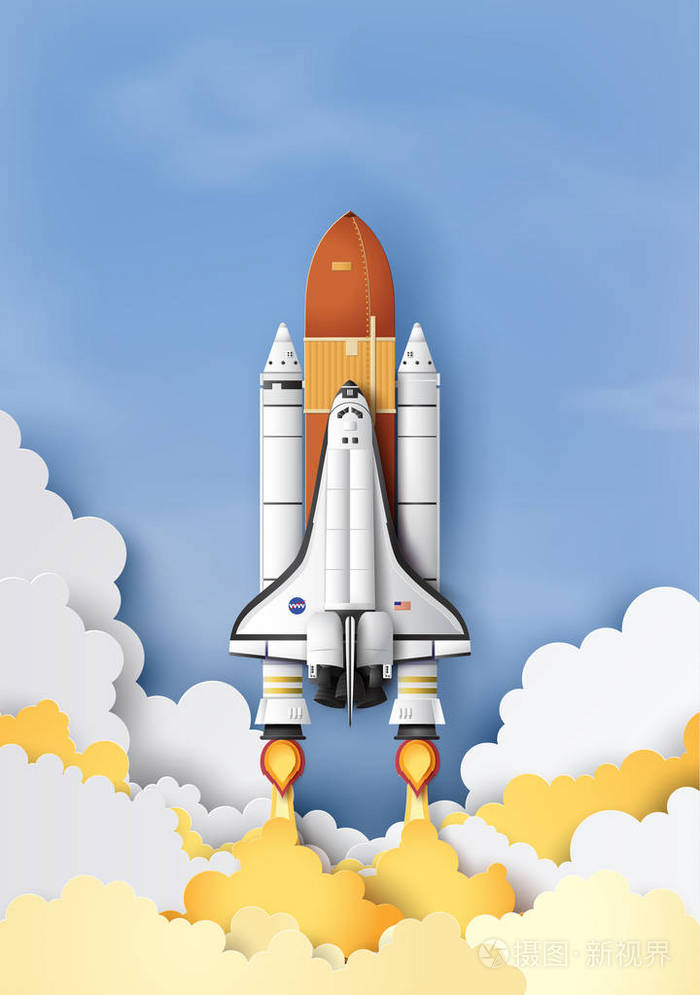 商业概念航天飞机向天空发射, 纸艺和工艺风格