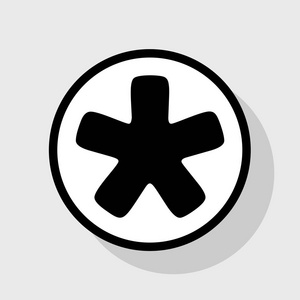 矢量.在与阴影在灰色背景的白色圆圈的平黑色图标照片