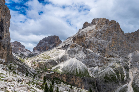 诺伊斯 Catinaccio 地块, 白云岩, 意大利。壮观的看法在瓦尔 di Fassa, Dolomiti 山, 女低音, 