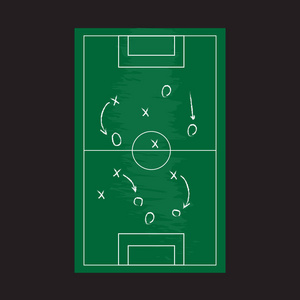 孤立的黑板上的足球游戏战略计划 tex