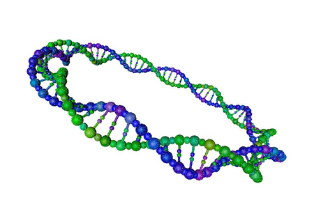 Dna 链以圆的形式。在白色背景下被隔离。矢量插图。点画法风格