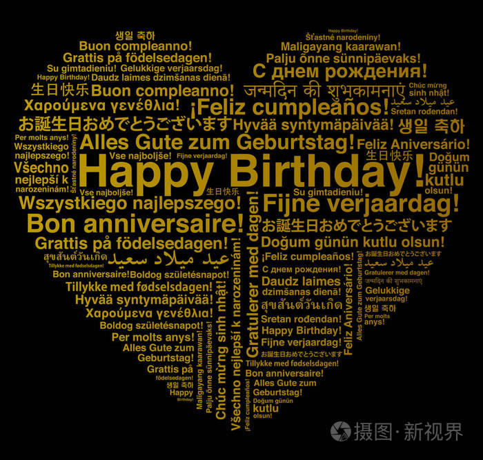 生日快乐心形字云