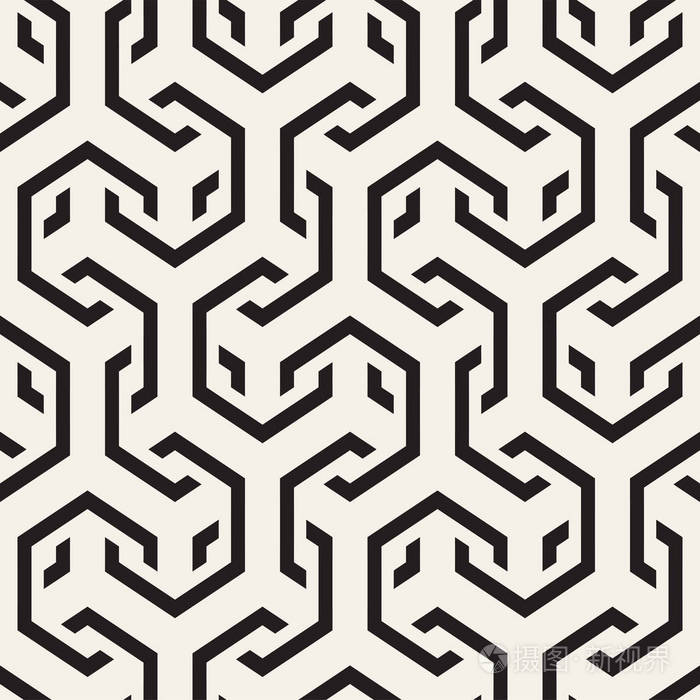矢量无缝交错图案线条.现代时尚的纹理.重复六角点阵的几何背景