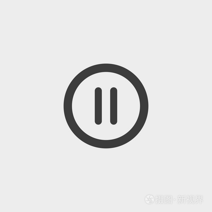 暂停按钮图标在平面设计中黑色的颜色.矢量图 eps10