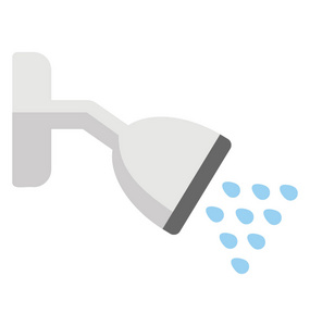 水滴从沐浴水龙头中冲洗出来, 制作淋浴的图标