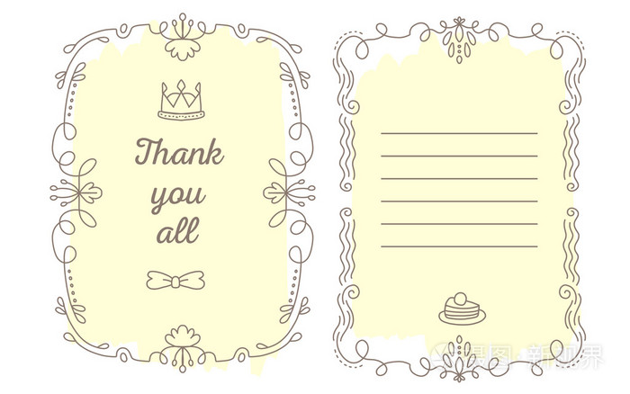 带花边框的贺卡矢量模板