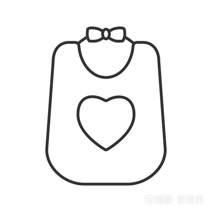 插画 婴儿围兜线图标.细线插图.轮廓符号.矢量隔离轮廓图.eps