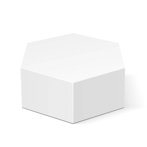 白色纸板六角盒包装食品 礼物或其他产品。孤立在白色背景上的插图。模拟了模板准备好您的设计。产品包装矢量 Eps10