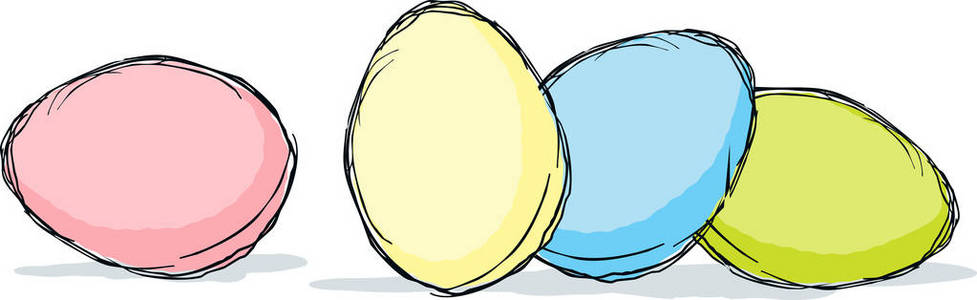 复活节彩色蛋素描矢量卡通插画