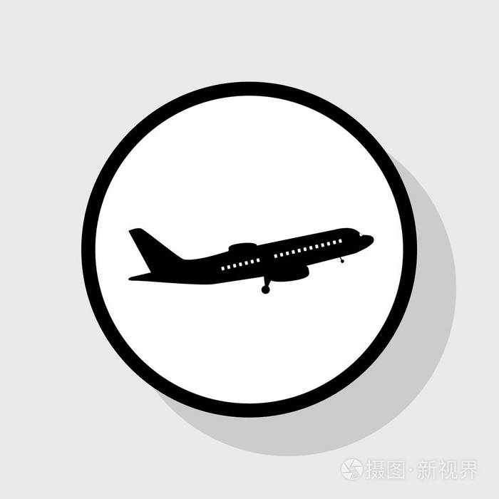 飞行的飞机标志.侧面图.矢量.