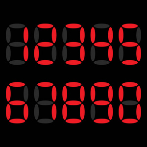 这些数字是 1, 2, 3, 4, 5, 6, 7, 8, 9, 0.手表的迹象.led 的数字.