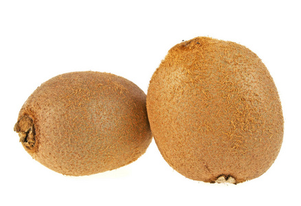 在白色背景下分离成熟的半猕猴桃果实巴西猕猴桃果实种在白色背景上