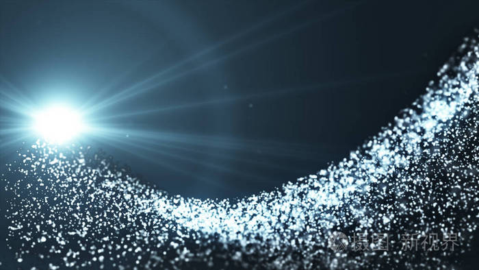 抽象的发光点,在一个空间,具有明亮的闪光