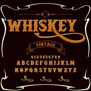 威士忌脚本字体老式脚本矢量字体标签和任何类型的设计