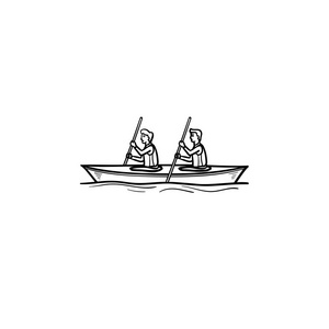 水上运动, 独木舟手画轮廓涂鸦图标