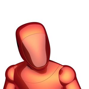 技术字符机器人人造橙色红色头像图标。未来的 android 电子人物肖像。3d 插图