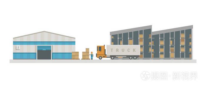 仓库物流建筑矢量图