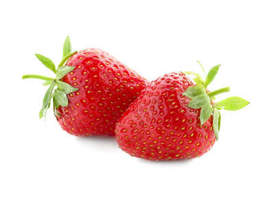 白色背景上的美味成熟草莓