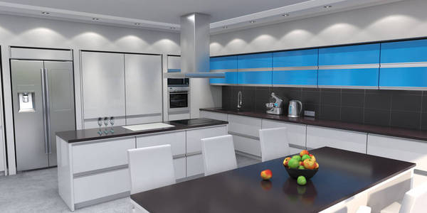 3d. 用蓝板渲染现代厨房