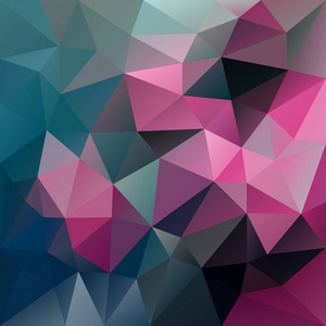 矢量抽象不规则多边形背景，充满活力的蓝色蚂蚁热粉红颜色的三角模式