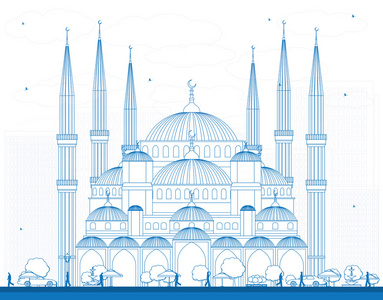 伊斯坦布尔土耳其蓝色清真寺轮廓。