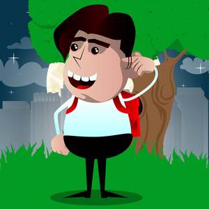 小学生用手指扭着他的太阳穴来显示你是个疯子的手势.