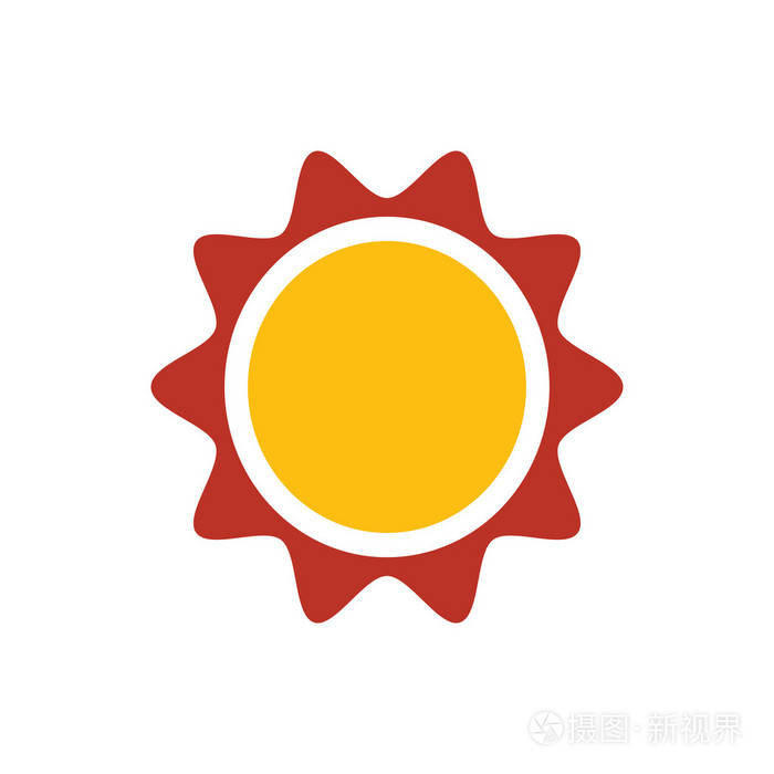 太阳图标设计的黄色和红色的颜色