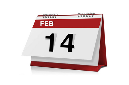 2 月 14 日的桌面日历