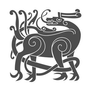 古凯尔特神话符号的鹿。矢量结饰品