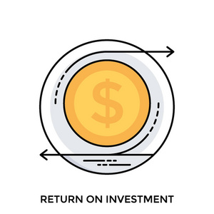 图显示圆的美元与箭头指向不同的方向, 方向返回的投资图标