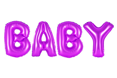 在英语字母表中的紫色气球宝贝