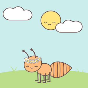 蚂蚁卡通图可爱的卡通蚂蚁矢量图照片